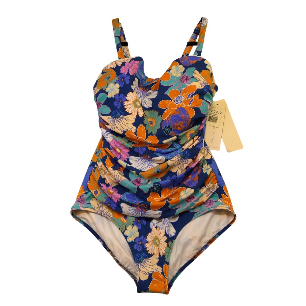 Profile by Gottex Womens 14D One Piece Swimsuit Floral Ruched Blue E23082D19